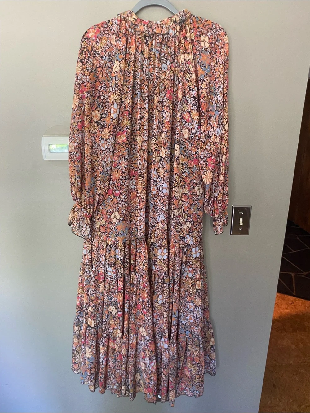FREE PEOPLE Feeling Groovy Floral Colorful Long Sleeve Maxi Dress Size Small